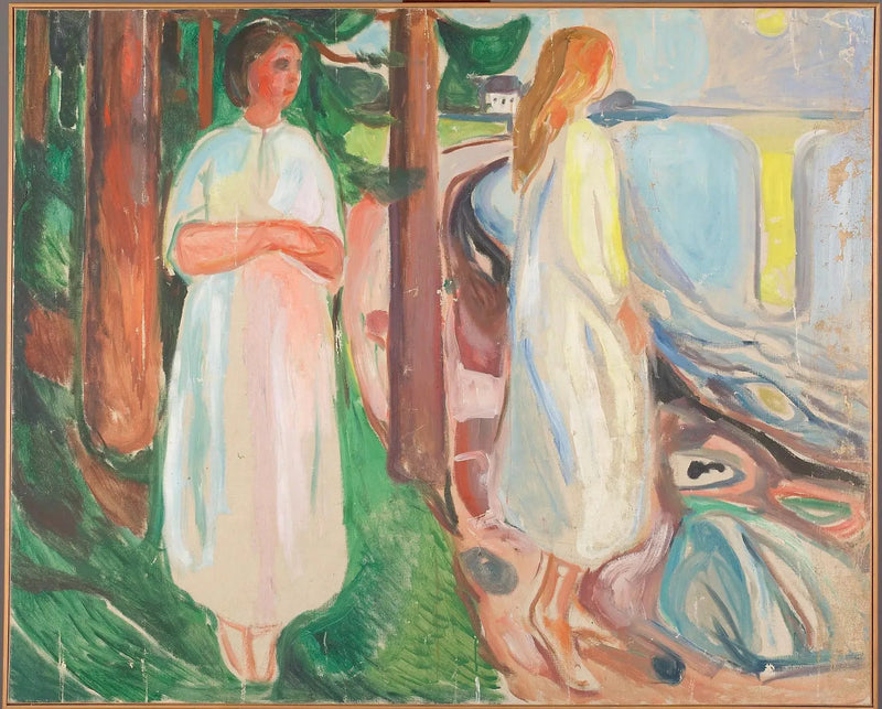 Twee Vrouwen in het wit op het strand - Edvard Munch