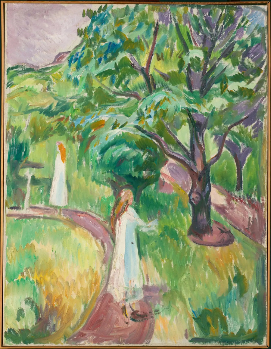 Twee Vrouwen in Witte Jurken in de Tuin - Edvard Munch