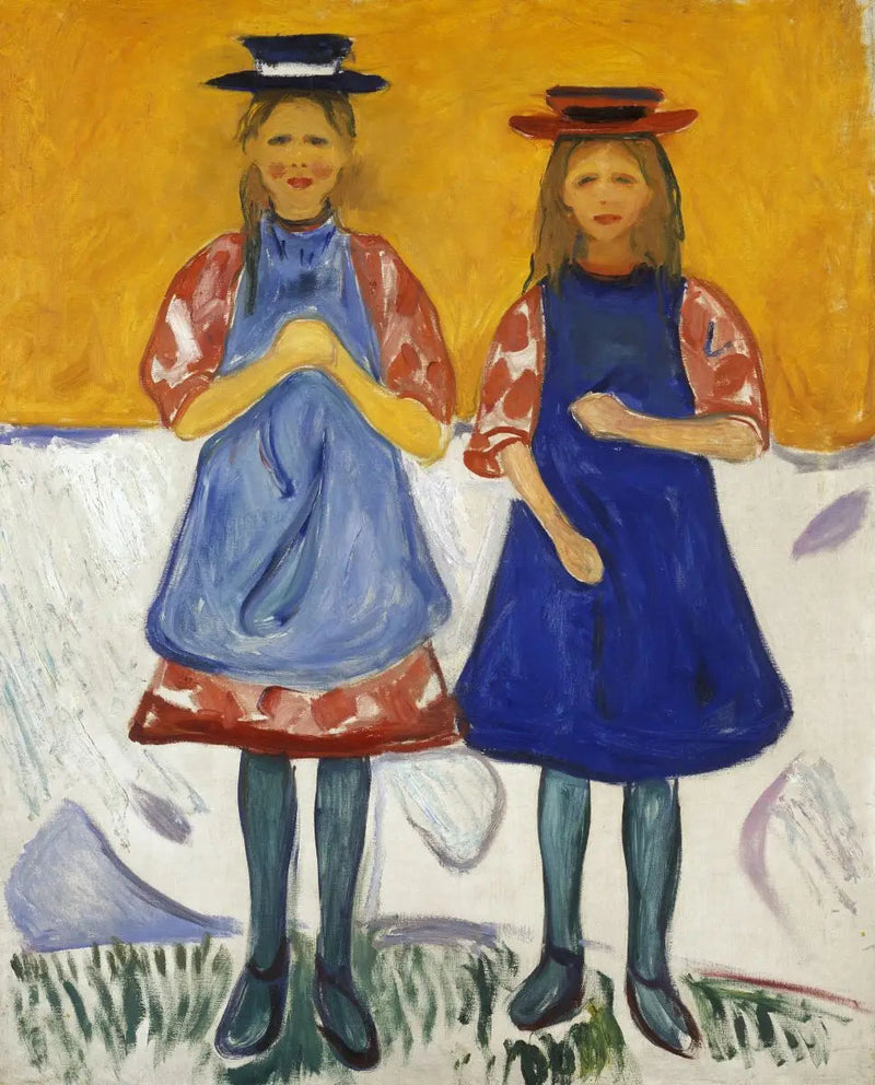 Twee Meisjes met een Blauwe Schort - Edvard Munch