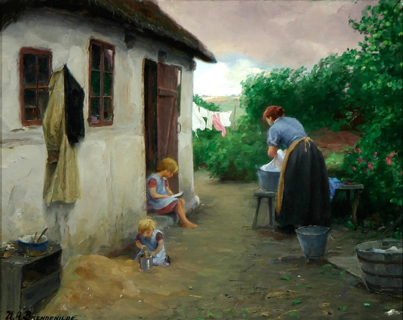 Twee meisjes en hun moeder bij een boerderij. - H. A. Brendekilde

Source:
Deux filles et leur mère près d'une ferme. - H. A. Brendekilde