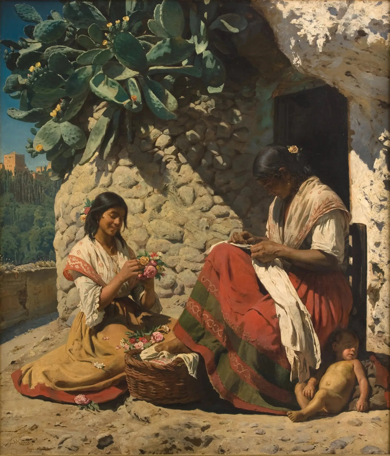 Twee zigeuners voor hun cottage. Spanje - Peder Severin Krøyer