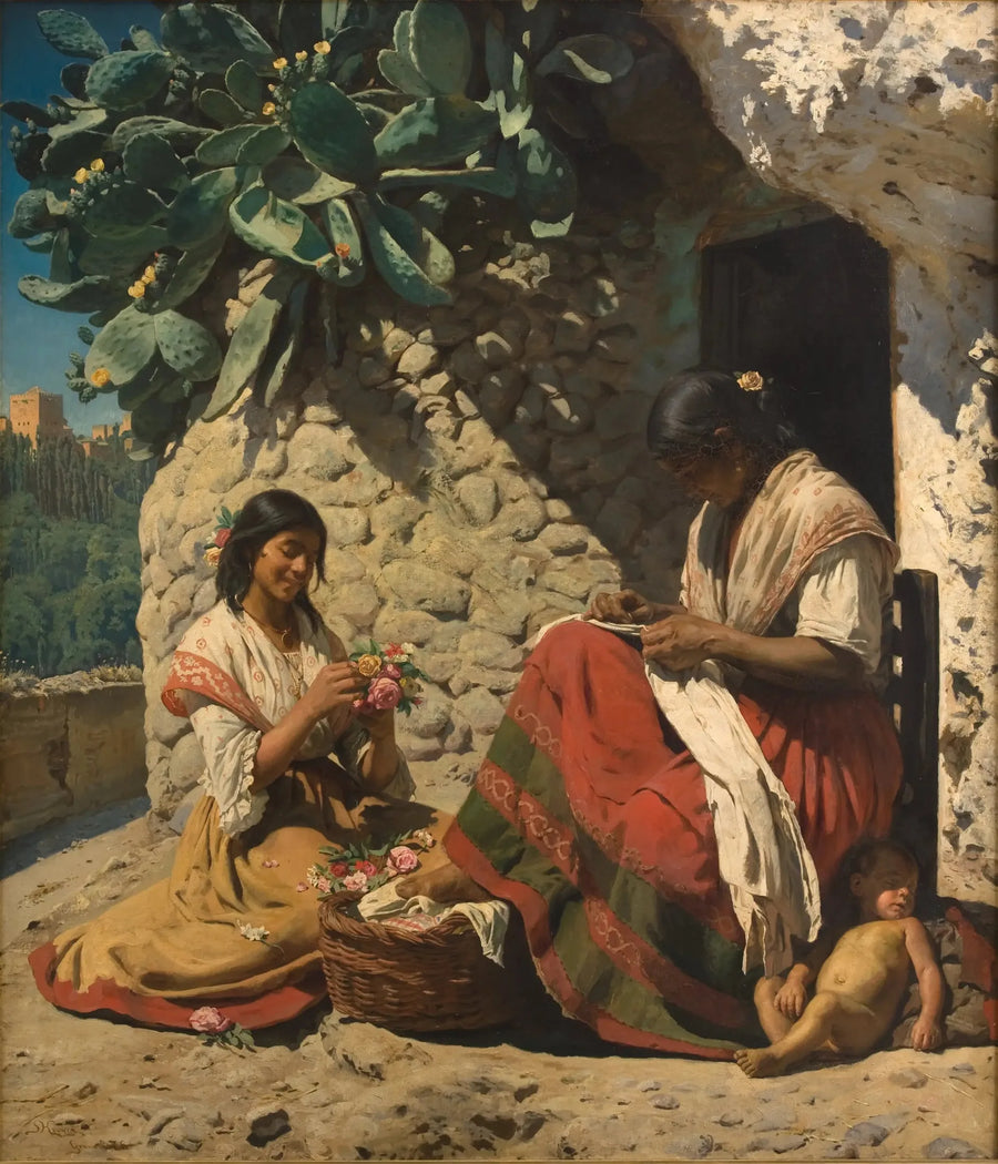 Twee zigeuners voor hun cottage. Spanje - Peder Severin Krøyer