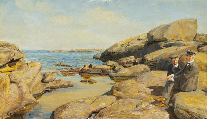 Twee mannen op een strand van Bornholm. - H. A. Brendekilde

Source:
Deux hommes sur une plage de Bornholm. - H. A. Brendekilde