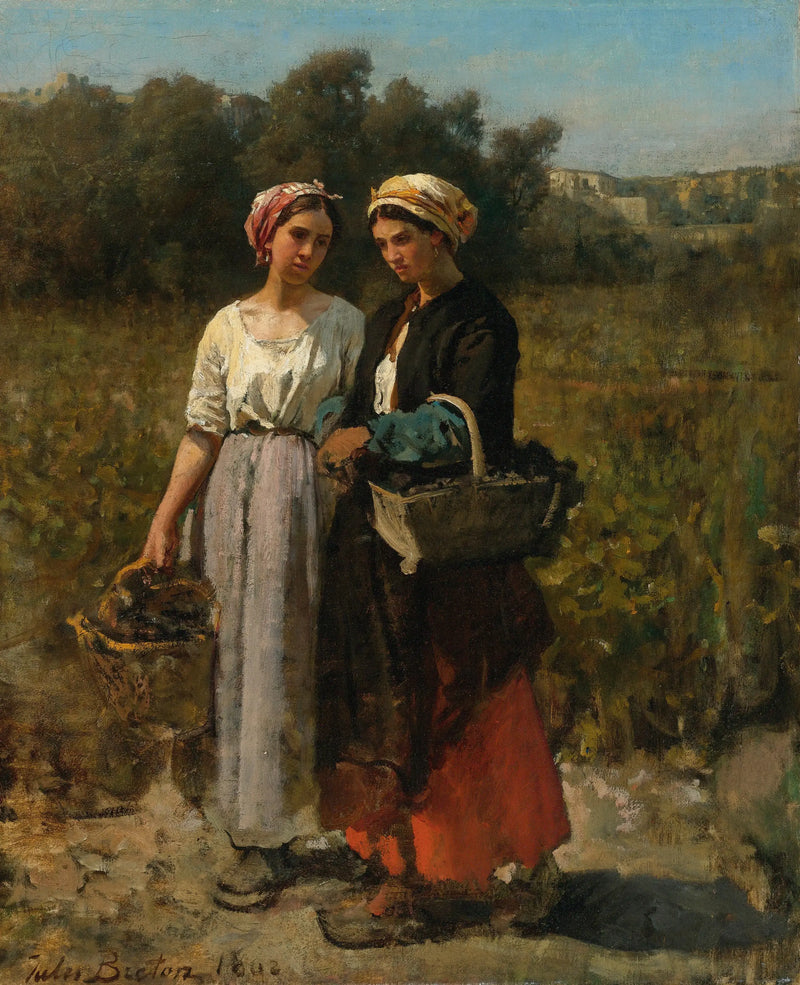 Twee jonge vrouwen in vintage - Jules Breton