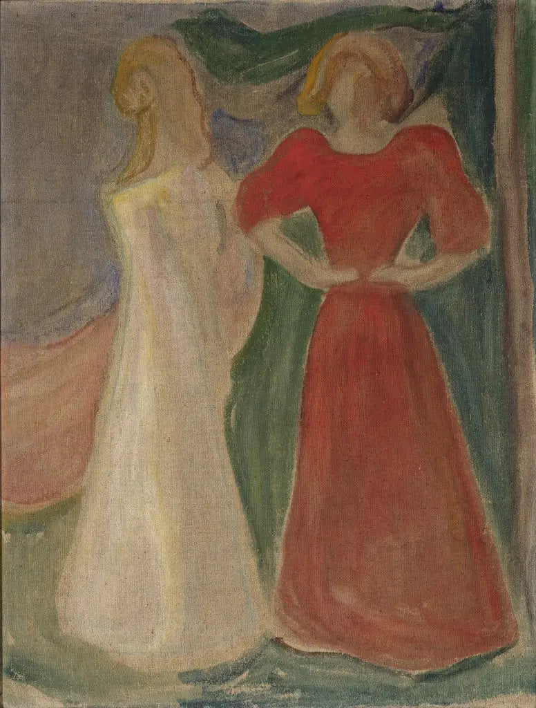 Twee Jonge Vrouwen in rood en wit (Fries Reinhardt) - Edvard Munch