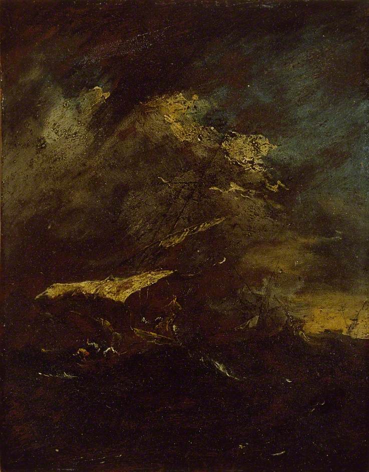 Twee schepen in een storm - Francesco Guardi
