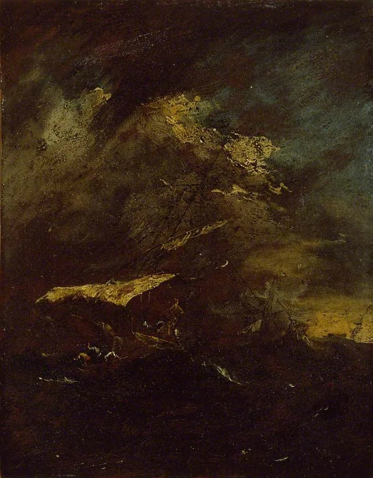 Twee schepen in een storm - Francesco Guardi
