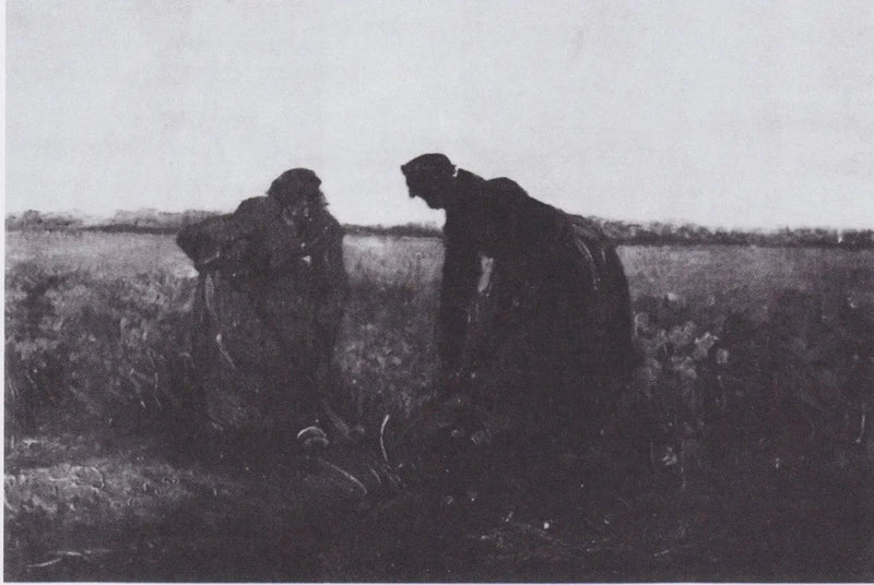 Twee boerinnen aan het spitten - Vincent van Gogh
