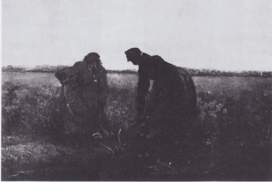 Twee boerinnen aan het spitten - Vincent van Gogh