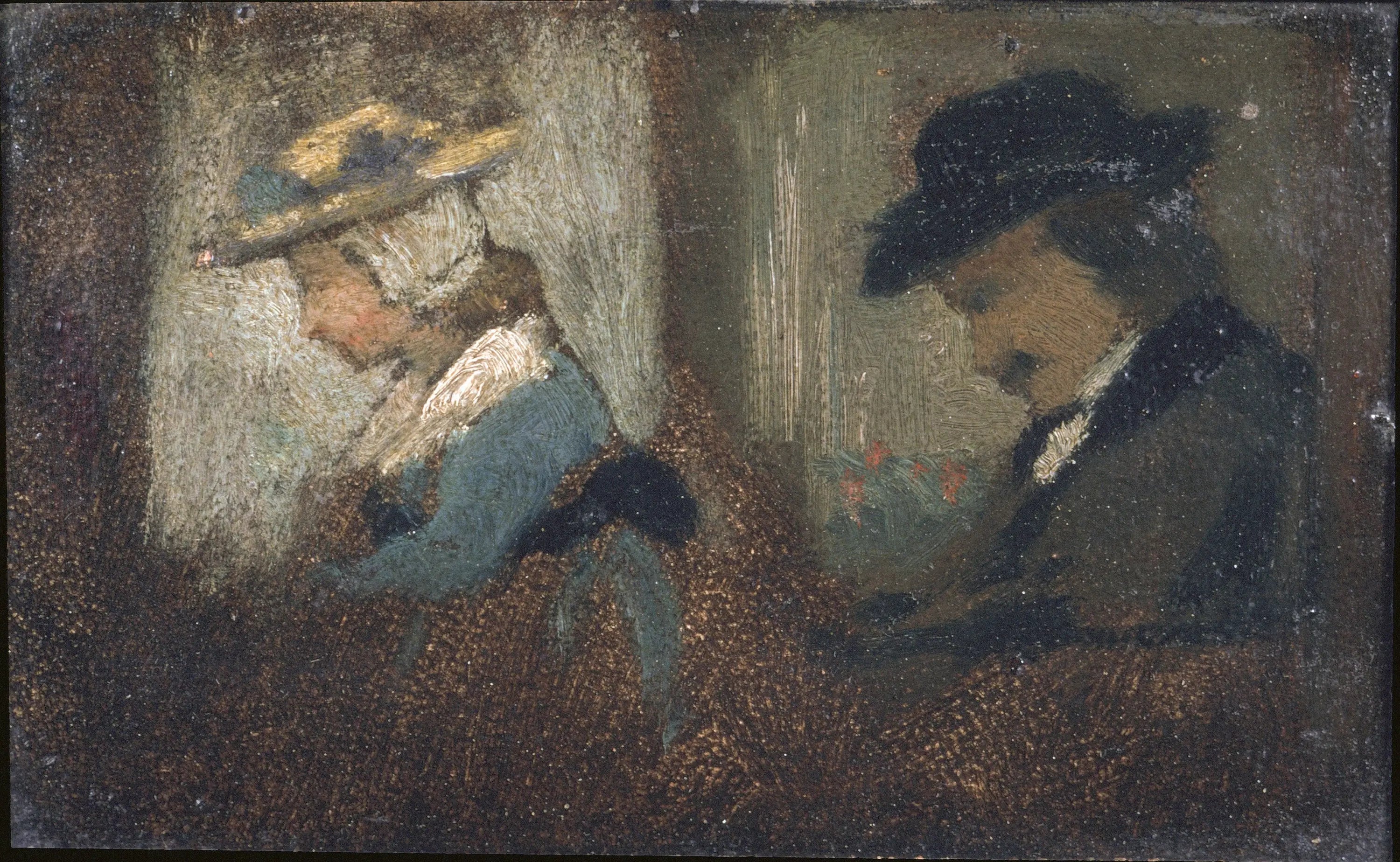 Deux personnages dans un wagon de chemin de fer - Frédéric Bazille image 1 tableau peint à l’huile sur toile