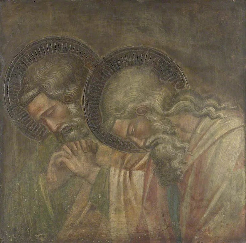 Twee rouwende personen met aureolen - Spinello Aretino