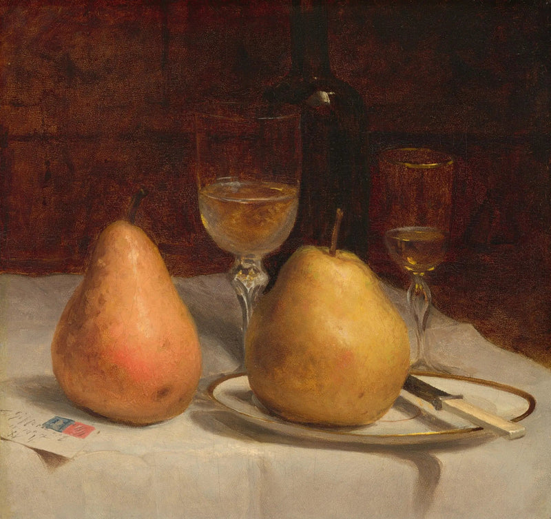 Twee peren op een tafel - Sanford Robinson Gifford