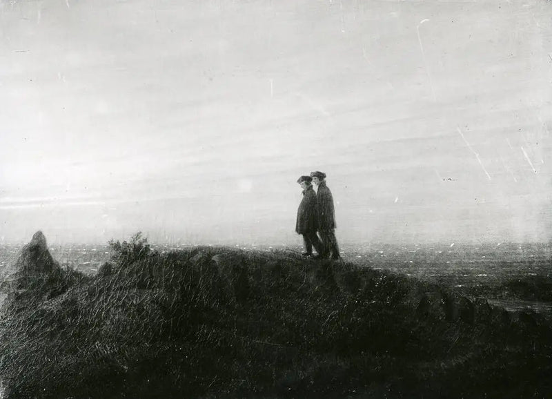 Twee wandelaars op het strand - Caspar David Friedrich