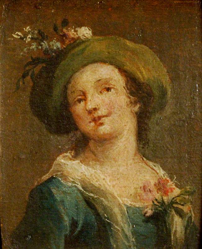 Twee schilderijen: Een meisje met hoed op profiel en een meisje met hoed frontaal (diptyque, rechterpaneel) - Francesco Guardi