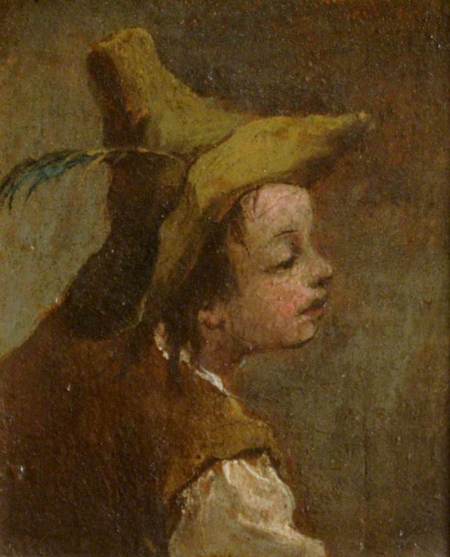 Twee schilderijen: een jongenshoofd en een meisjeshoofd (diptychon, linker paneel) - Francesco Guardi