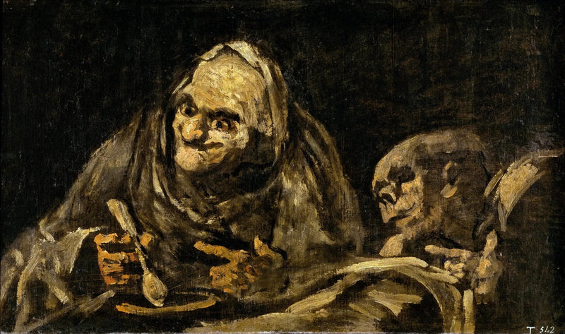 Twee oude mannen die soep eten - Francisco de Goya