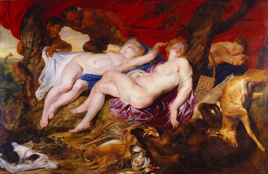 Diane en haar nimfen bespied door de satyrs - Peter Paul Rubens