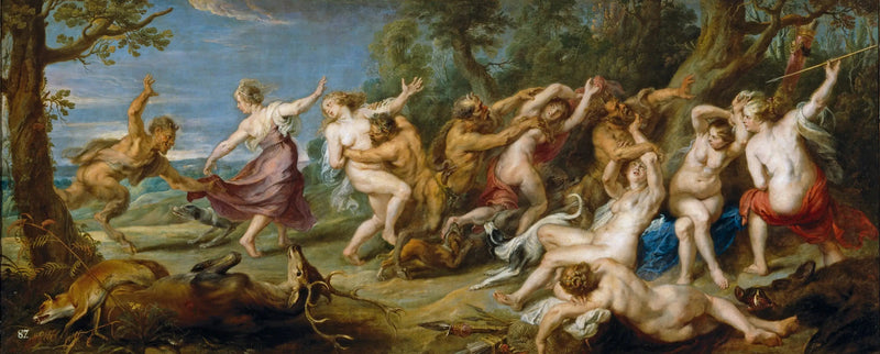 Diane en haar verraste nimfen door de satyrs - Peter Paul Rubens