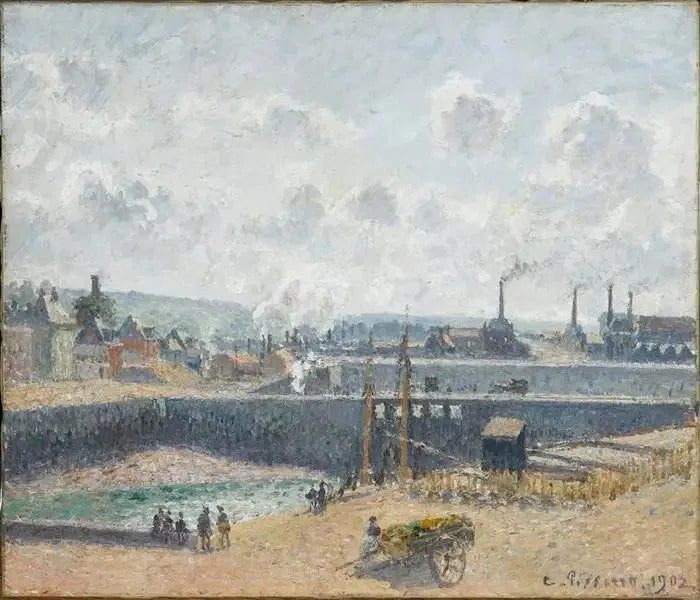 Dieppe, bassin Duquesne. Laag water, zon, ochtend - Camille Pissarro