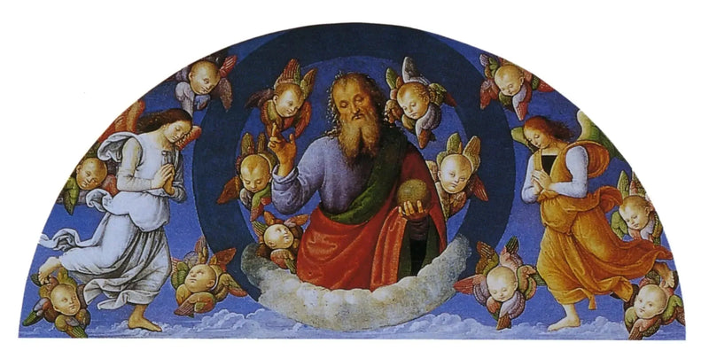 God de Vader zegent onder de engelen - Pietro Perugino
