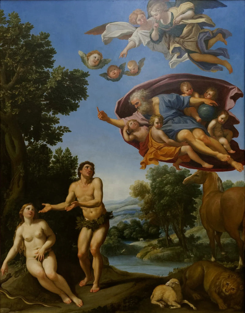 God berispt Adam en Eva - Domenichino