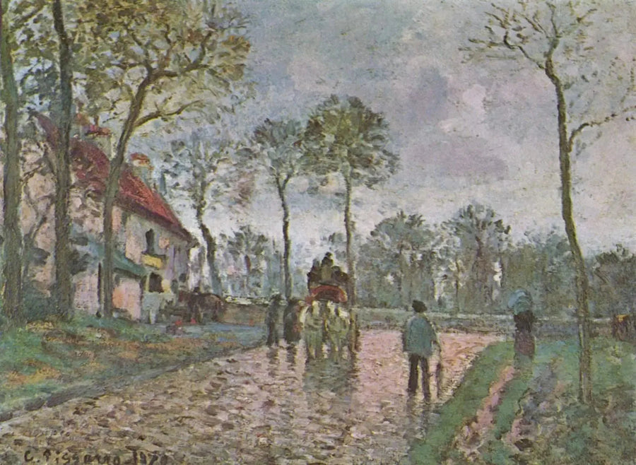 Diligentie in Louveciennes - Camille Pissarro