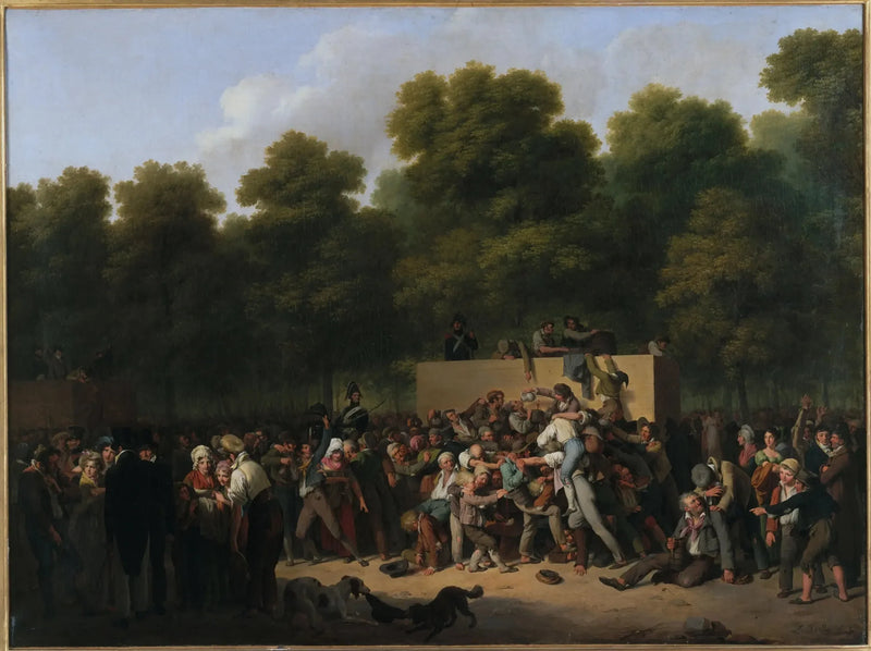 Reproductie van een olieverfschilderij - Klassiek kunstwerk voor thuisdecoratie

Source:
Distribution de vins et de comestibles aux Champs-Elysées, à l'occasion de la fête du roi - Louis-Léopold Boilly