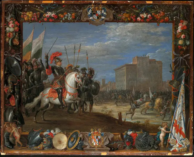 Don Antonio Moncada weerstaat de aanval van Cabrera op het kasteel waar koningin Bianca woont - David Teniers de Jonge

Source:
Don Antonio Moncada repousse l'attaque de Cabrera sur le château où réside la reine Bianca - David Teniers le Jeune