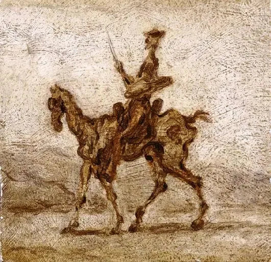 Don Quichotte te paard - Honoré Daumier