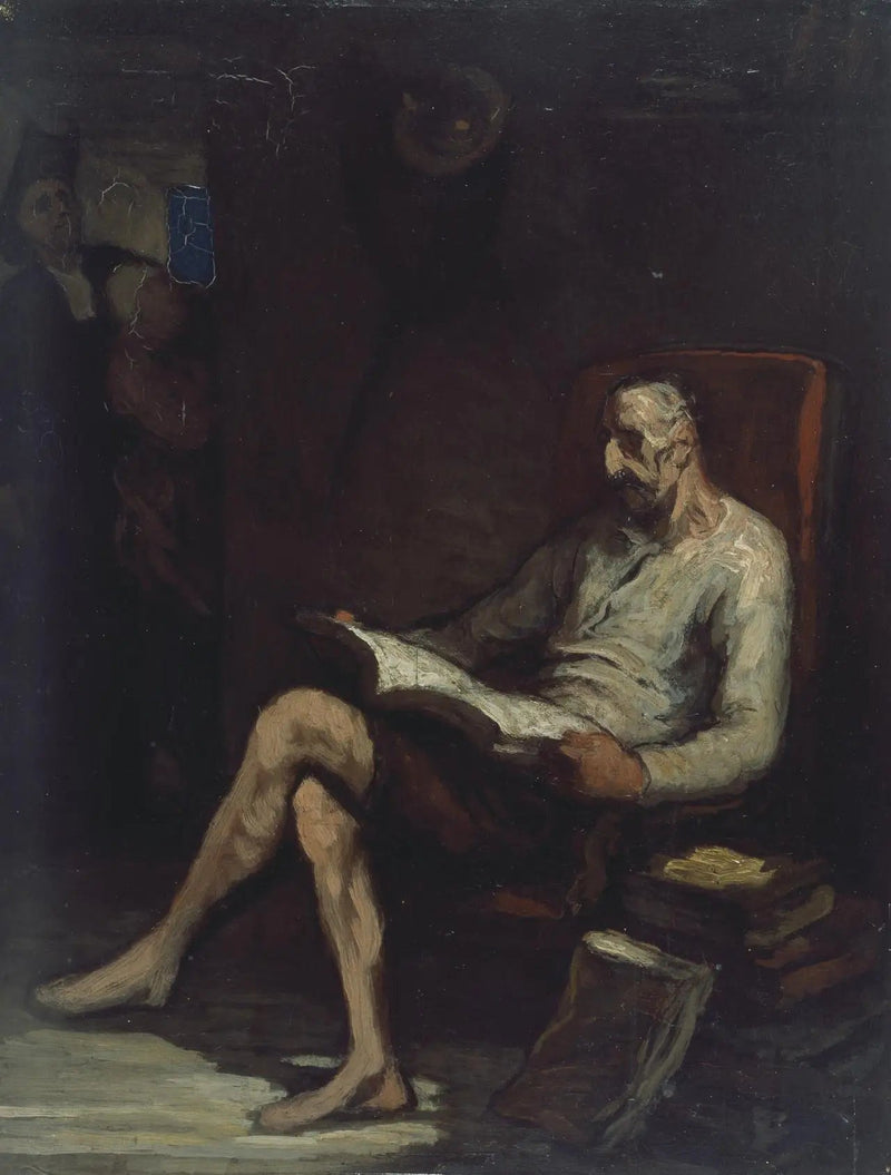 Don Quichotte die leest - Honoré Daumier