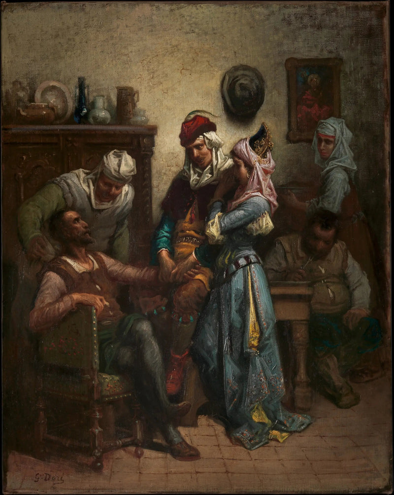 Don Quichotte en Sancho Panza vermaakt door Basile en Quiteria - Gustave Doré