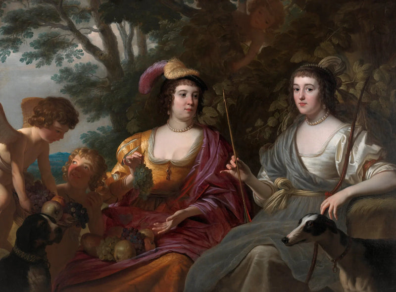 Dubbelportret van Amalia van Solms en Charlotte de La Trémoïlle - Gerrit van Honthorst