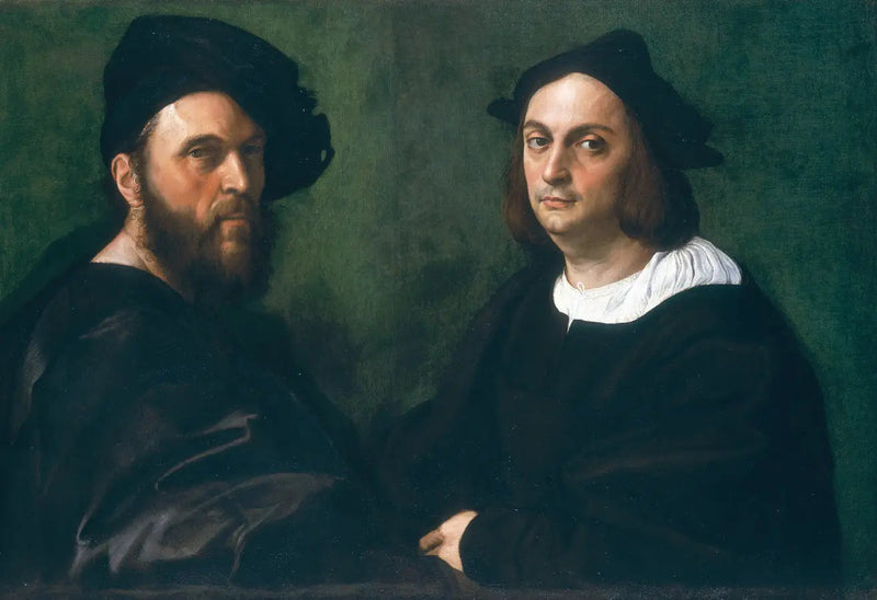 Dubbelportret van Andrea Navagero en Agostino Beazzano - Raphael Sanzio