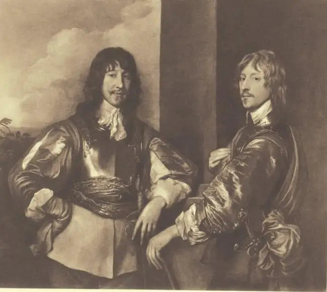 Dubbelportret van Mountjoy Blount, 1e graaf van Newport (-1666) en George, Lord Goring (1608-1657) - Antoine van Dyck

Source:
Double portrait de Mountjoy Blount, 1er comte de Newport (-1666) et de George, Lord Goring (1608-1657) - Antoine van Dyck