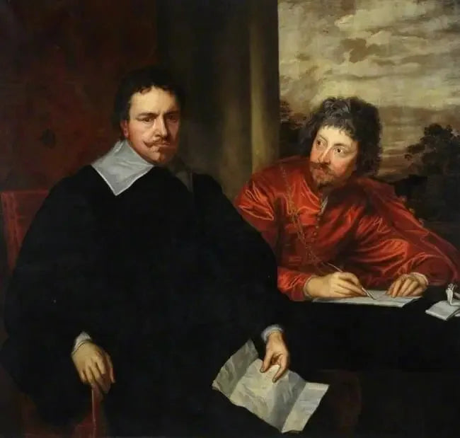 Double portrait de Thomas Wentworth, 1er comte de Strafford (1593-1641) avec son secrétaire Sir Philip Mainwaring (1589-1661) - Antoine van Dyck image 1 tableau peint à l’huile sur toile