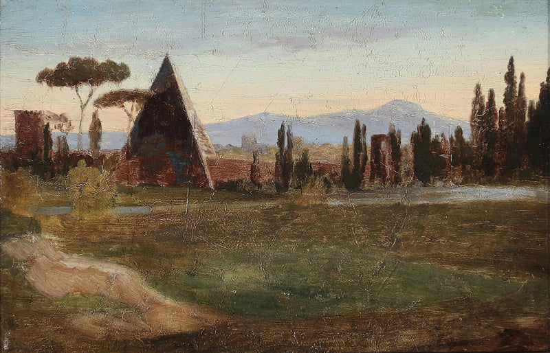 Van de protestantse begraafplaats in Rome, met de piramide van Cestius en de bergen op de achtergrond. - H. A. Brendekilde

Source:
Du cimetière protestant de Rome, avec la pyramide de Cestius et les montagnes en arrière-plan. - H. A. Brendekilde