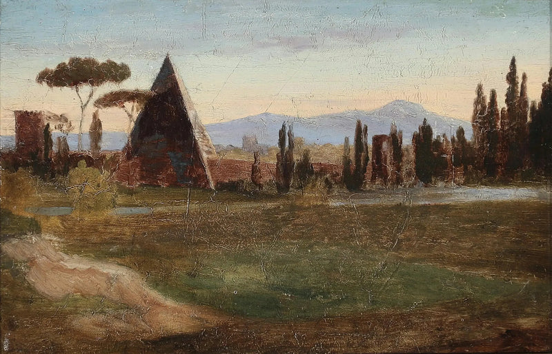 Van de protestantse begraafplaats in Rome, met de piramide van Cestius en de bergen op de achtergrond. - H. A. Brendekilde

Source:
Du cimetière protestant de Rome, avec la pyramide de Cestius et les montagnes en arrière-plan. - H. A. Brendekilde