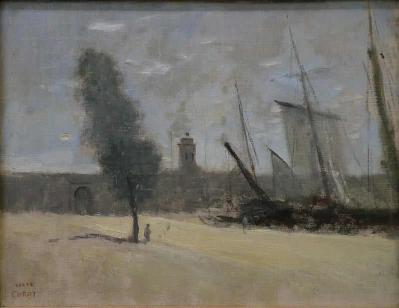 Duinkerken, stadsmuren en poort van de haven - Jean-Baptiste Camille Corot