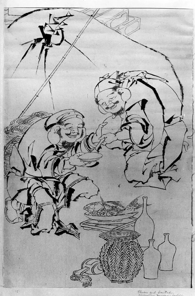 Ebisu en Daikoku vieren het Nieuwjaarsfestival - Hokusai

Source:
Ebisu et Daikoku célèbrent le festival du Nouvel An - Hokusai
