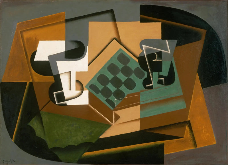 Schakenbord, glas en bord - Juan Gris