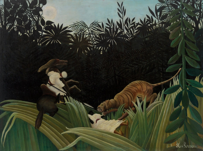 Aangetaste verkenners door een tijger - Henri Rousseau