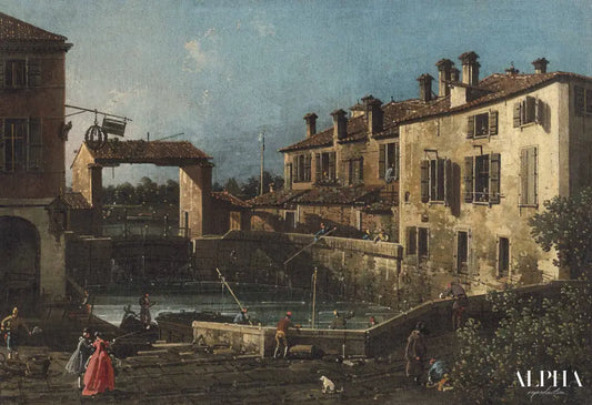 Écluse du canal de Brenta à Dolo - Giovanni Antonio Canal - Reproductions de tableaux et peintures haut de gamme