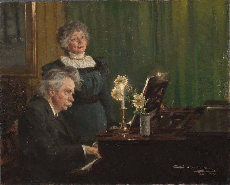 Edvard Grieg begeleidt zijn vrouw - Peder Severin Krøyer