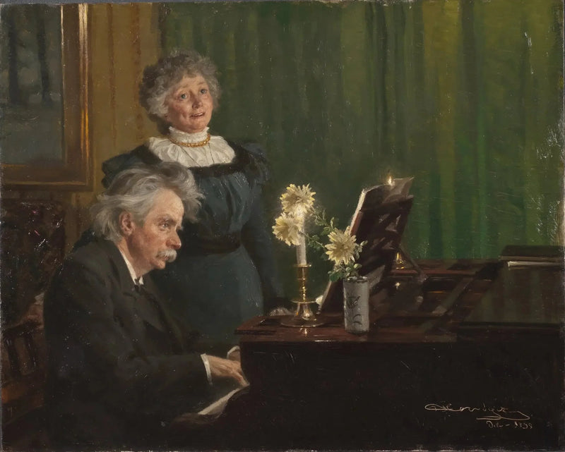 Edvard Grieg begeleidt zijn vrouw - Peder Severin Krøyer