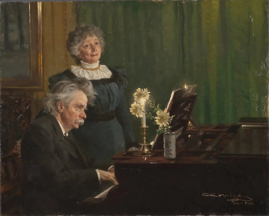 Edvard Grieg begeleidt zijn vrouw - Peder Severin Krøyer