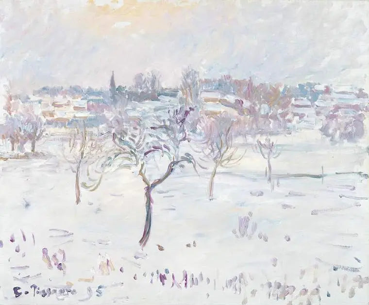 Sneeuweffect in Éragny, met een appelboom - Camille Pissarro