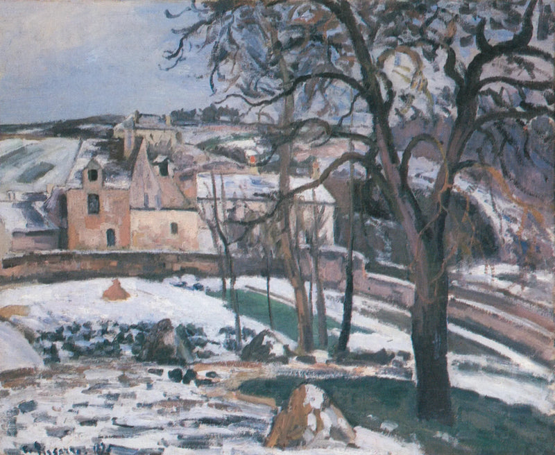 Sneeuweffect bij L'Hermitage, Pontoise - Camille Pissarro