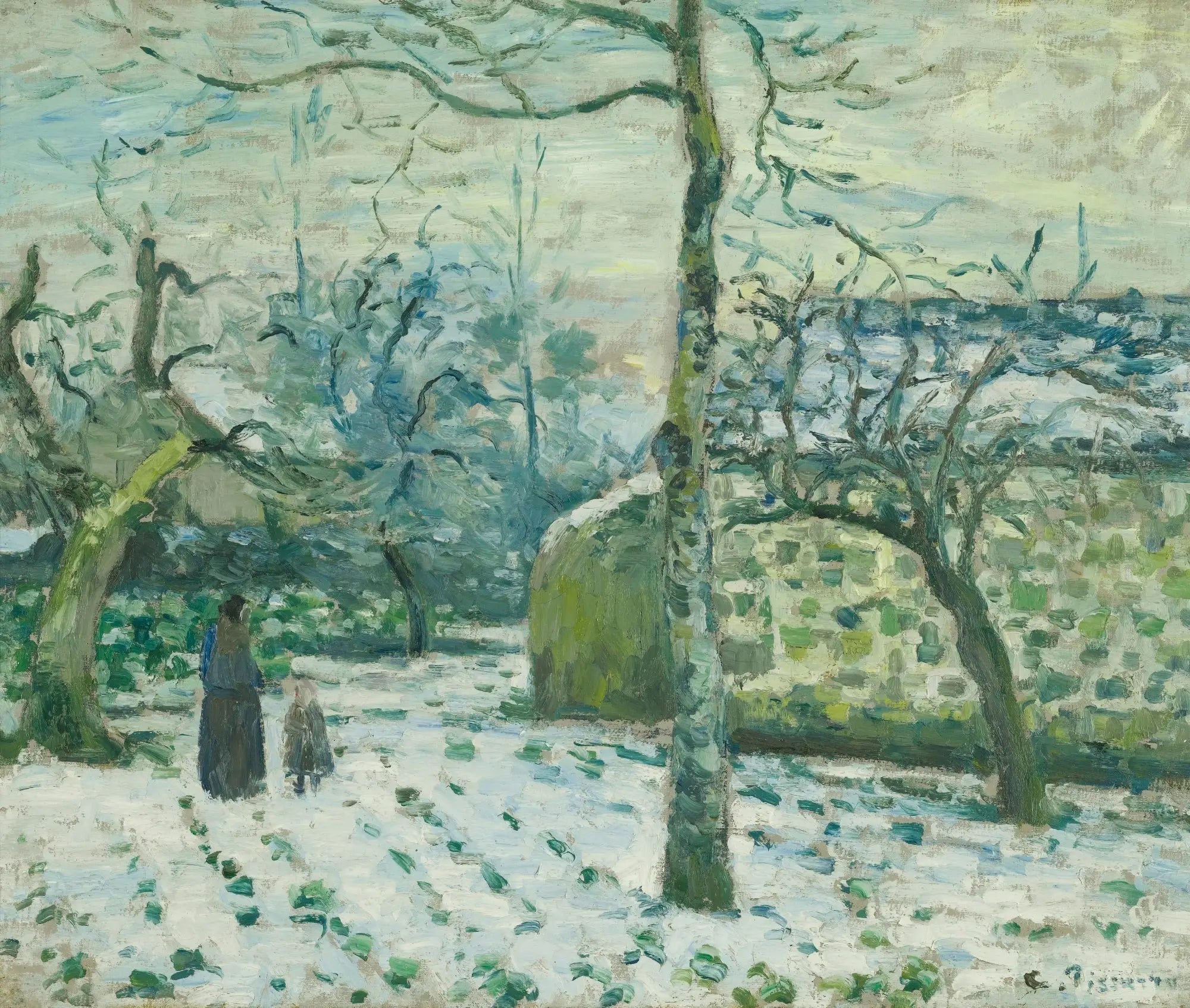 Effet de neige à Montfoucault - Camille Pissarro image 1 copie peinte à la main à l’huile