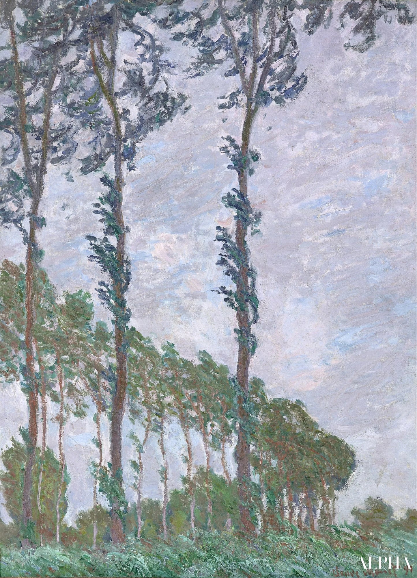 Windeffect, reeks van populieren - Claude Monet - Reproducties van schilderijen en hoogwaardige schilderijen