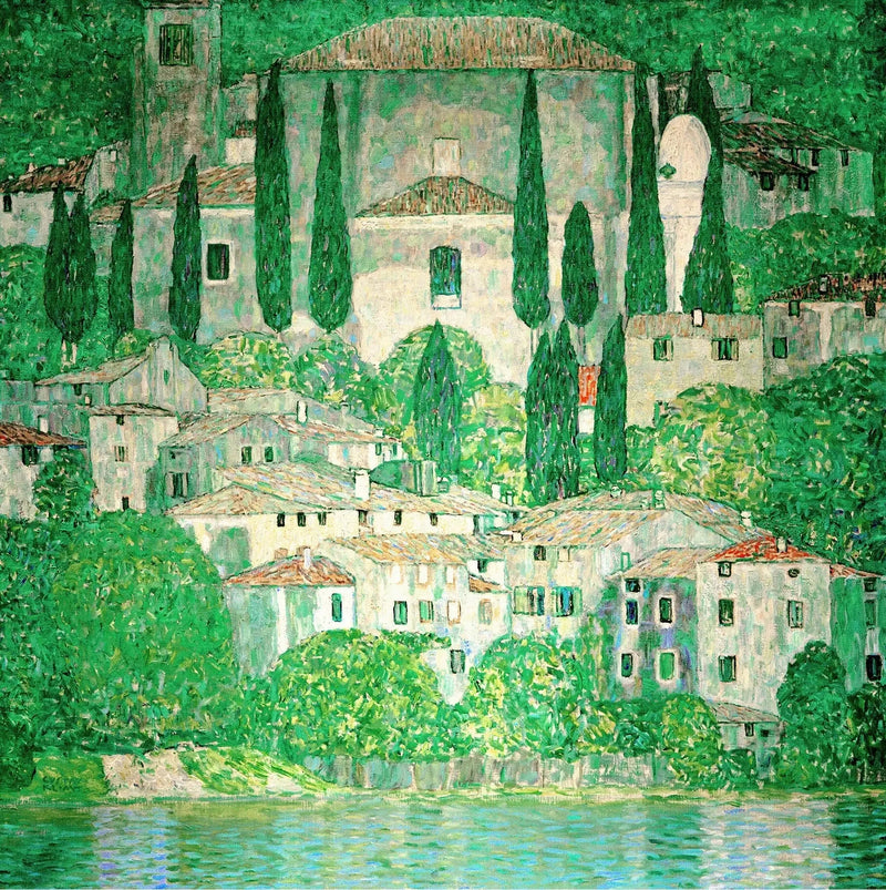 Kerk in Cassone (landschap met cipressen) - Gustav Klimt